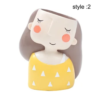 

Resin Flower Pot Girl Image Succulent Plant Container for Garden Home Decoration MU8669