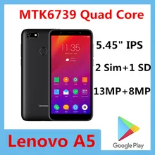 Original Lenovo A5 4G LTE Mobile Phone MTK6739 Quad Core Android 8.1 5.45" IPS 1440X720 13.0MP Dual Sim Fingerprint Face ID