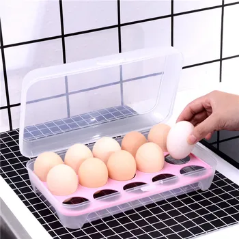

15 Grid Kitchen Refrigerator Single Layer Egg Box Storage Box Practical Creative Home Portable Plastic Picnic Food Storage Box