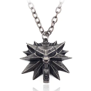 

New Arrival Vintage Necklace Gothic Fashion Witcher Wizard Pendant Necklace For Men Wolf Head Figure Jewelry