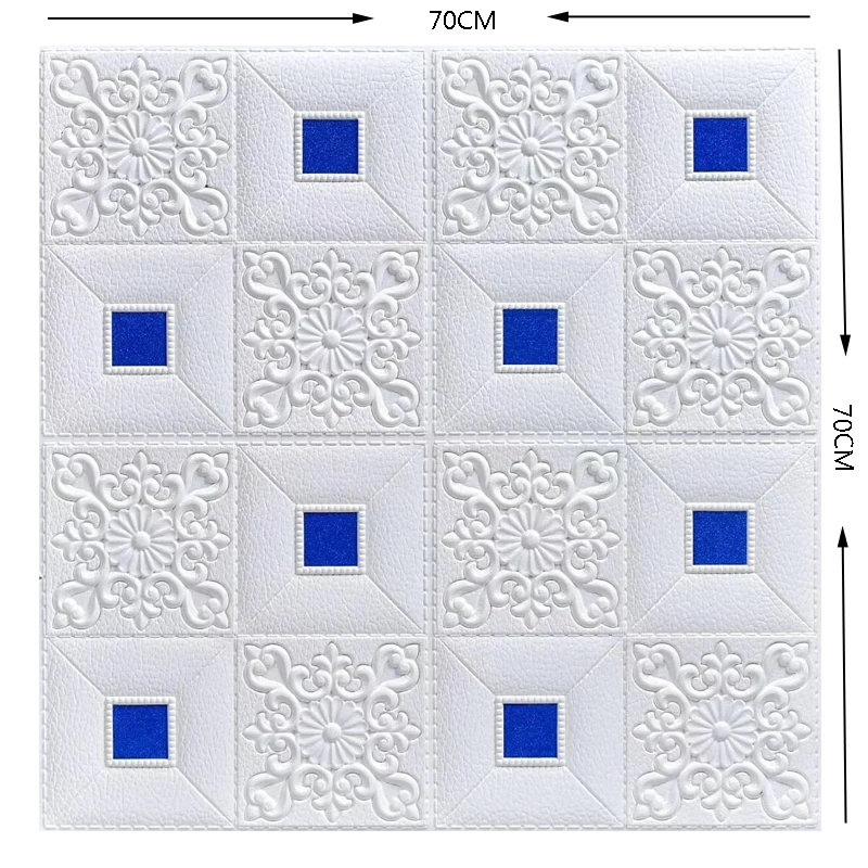 white blue 3D Wall Stickers ceiling sticker roof decoration Foam wallpaper stereo waterproof DIY TV background wallpaper decoration sticker - Цвет: white blue