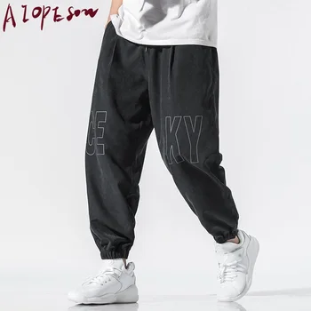 

AIOPESON New Mens Pants Fashion Trend Printed Letters Hip Hop Streetwear Loose Sports Guard Pants Mens Bottoms Beam Feet