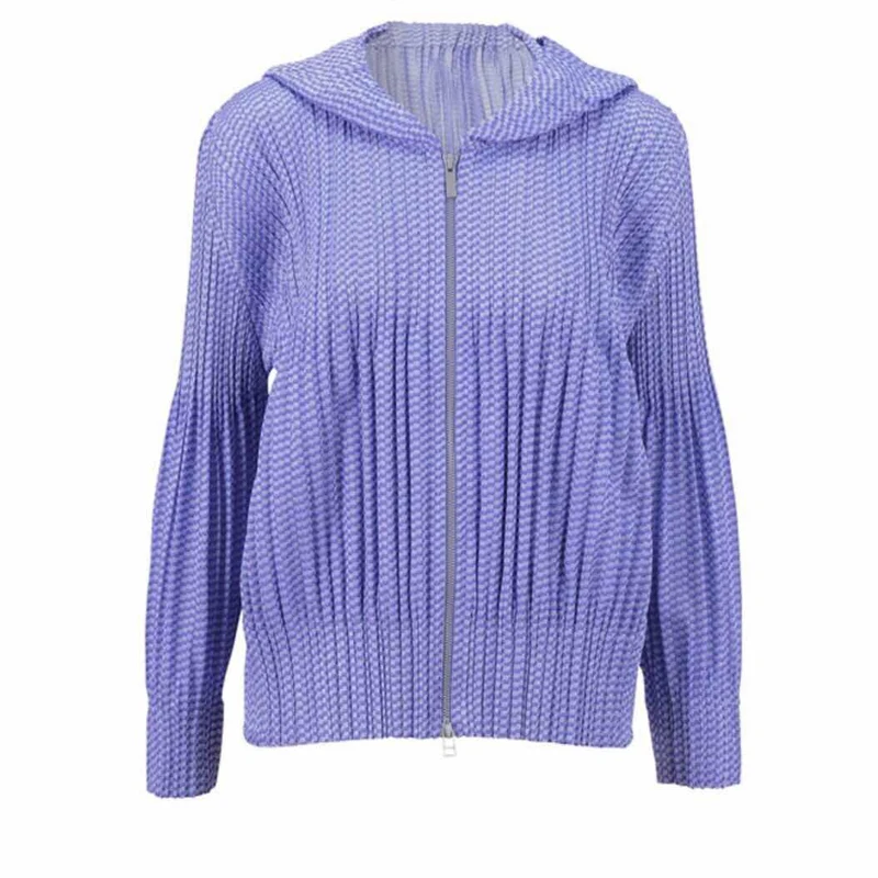 Changpleat Осенняя Новая женская куртка с капюшоном и принтом Miyak плиссированная модная Свободная Женская куртка с длинным рукавом большого размера
