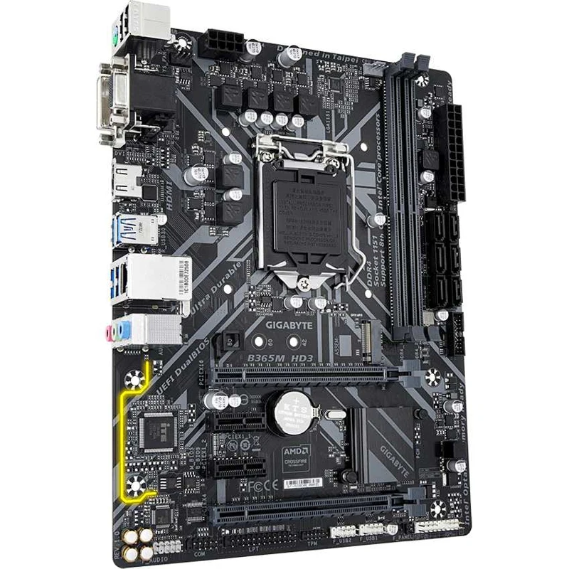 Материнская плата Gigabyte B365M HD3 Soc-1151v2 Intel B365 2xDDR4 mATX AC`97 8ch(7.1) GbLAN+VGA+DVI