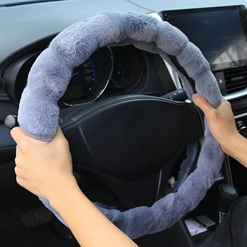 

Universal Steering-wheel Plush Car Steering Wheel Covers Winter Faux fur Hand Brake & Gear Cover Set Car Interior Accessories