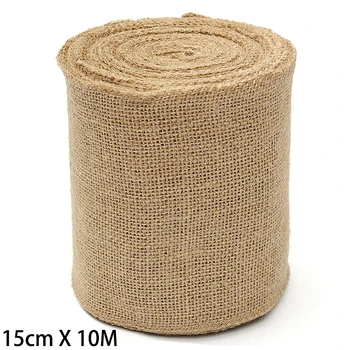 

10M Burlap Ribbon Roll Hessian Jute Cloth Rustic Wedding Party Decor Handmade For Decorating Chair,Table And Some Craft Objects