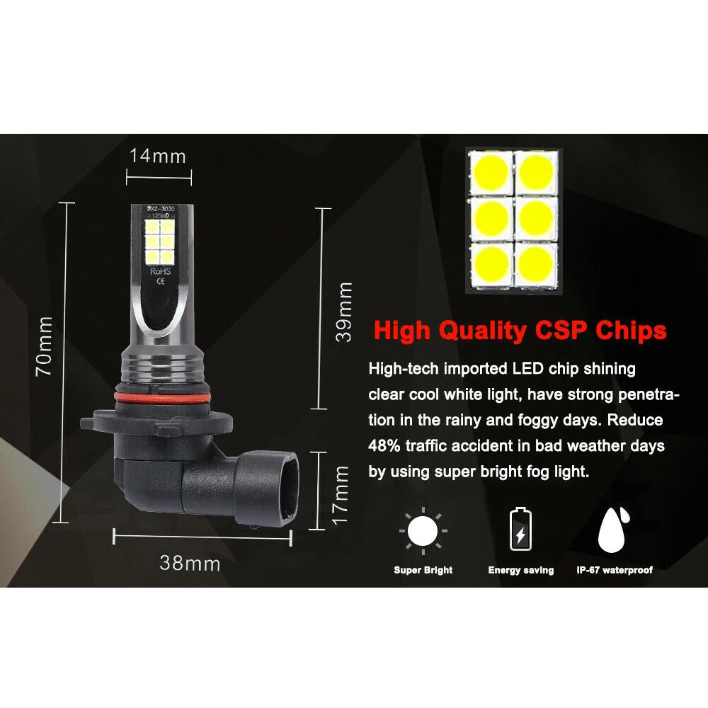 New Pair H7 H11 9005 9006 CSP Fog LED Headlight Bulb 110W 20000LM 6000K White Auto Head Lamp for Car Lighting