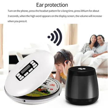 

For Kids Listenning Music Portable Wireless LED Display Headphone Jack Home Bluetooth CD Player Shockproof Language Learning