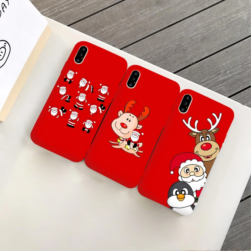 

Jamular Christmas day gift phone back cover For iPhone X XS Max XR For iphone 6 6s 7 8 plus Cartoon santa claus elk phone case
