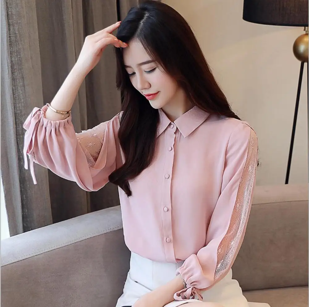 2019 Autumn polo shirt small fresh loose chiffon shirt heart machine Women shirt JY2052