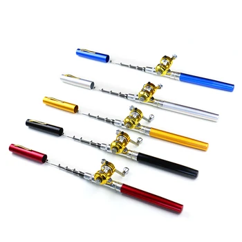 

1m Outdoor Stream Portable Pocket Telescopic Mini Fishing Rod Pole Pen Shape Folded River Lake Fishing Rod With Reel Wheel