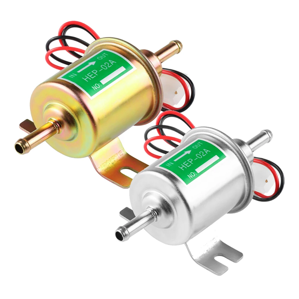 12V Universal Micro Electric Fuel Pump Shutoff Pressure Gas Diesel Inline Low Pressure Metal