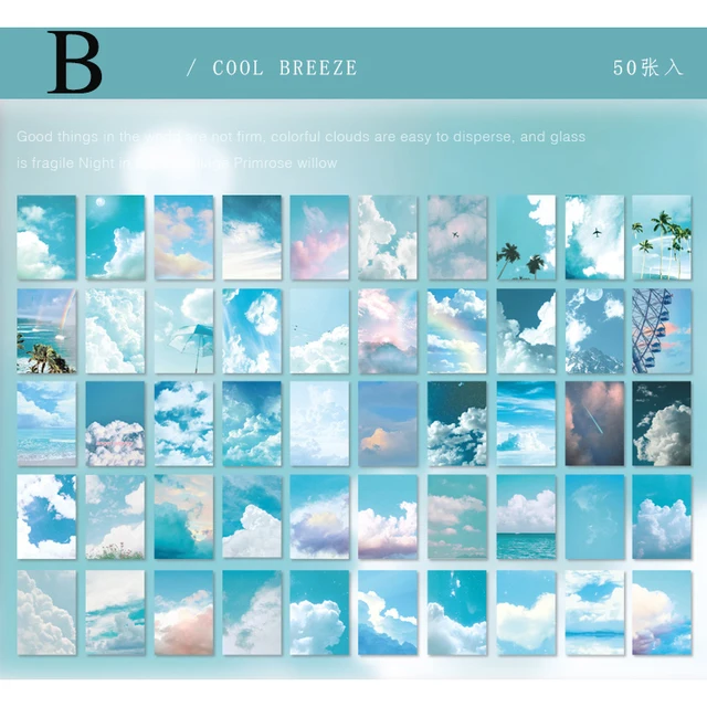 Mr.paper 6 Designs 50 Pcs/book Sky Island Series Ins Style Memo Pads Creative Handbook Stationery Office Supplies Memo Pads B