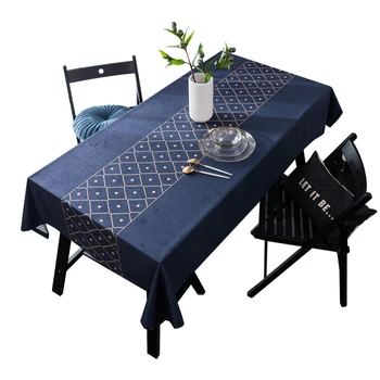 

Waterproof Coffee Table Cover Kitchen Banquet Luxury Dining Table Cloth Royal Blue Decoration Mantel Mesa Home Decor EB50ZB