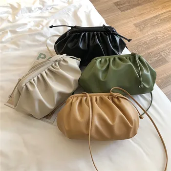 

2020 Summer New Style A Xi Brother Celebrity Style Cloud Package Buff WOMEN'S Leather Bags Crossbody Bag Dumpling Bag Clutch