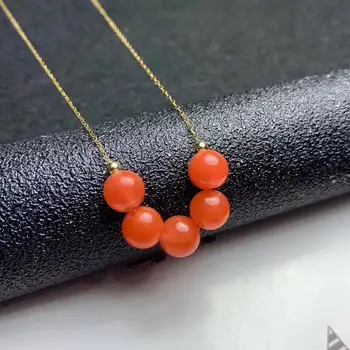 

shilovem 18K yellow Gold Natural south Red agate pendants necklace fine Jewelry classic gift plant gift new mymz6-6.5666nh