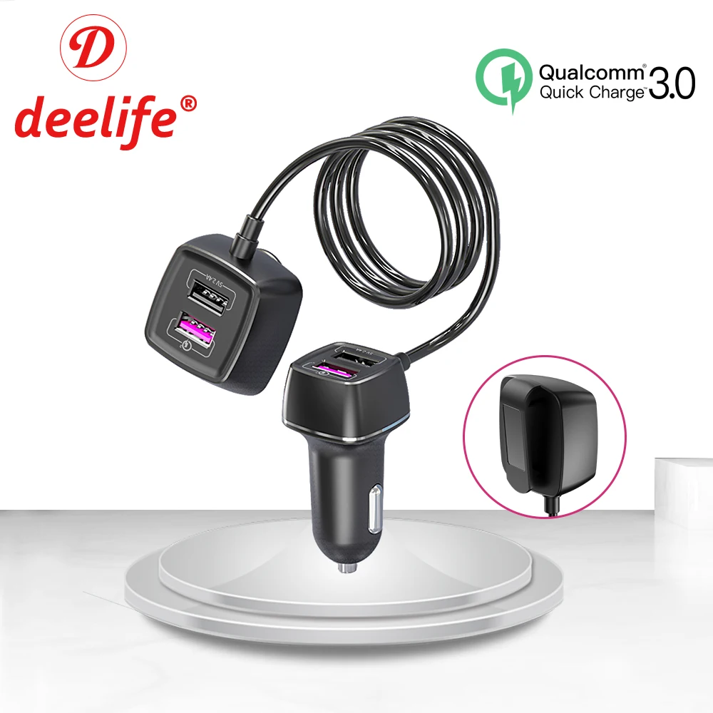 Deelife USB QC 4 порта Автомобильный мобильный телефон зарядное устройство 60 Вт 12В 24В