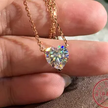 Подвеска в форме сердца, Настоящее серебро 925 пробы, бижутерия AAAAA cz, любовь, свадебные подвески с ожерельем для женщин, свадебные украшения