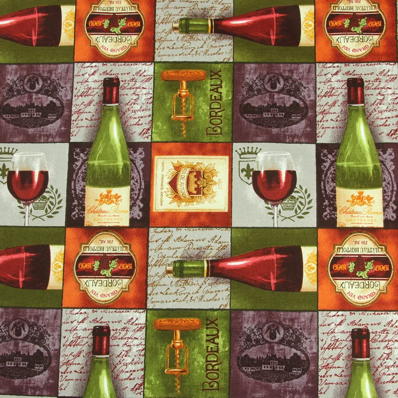 45X110 см Корейская импортная красная бутылка для вина, чашка для вина, бордовая хлопковая ткань для мальчика, домашняя сумка, чехол для подушки, Sewing-BK704