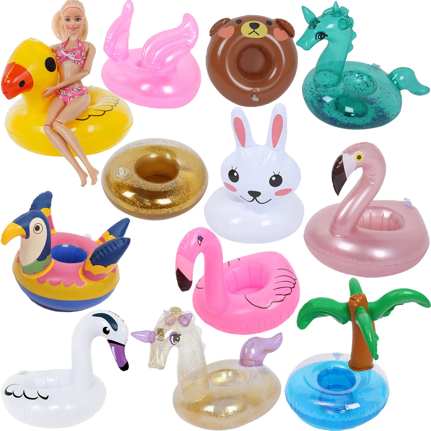 1 Pcs Lifebuoy Swimming Ring Animals Pattern Dolls Accessories for Barbies Doll Kids Toy Summer Beach Bathing Buoy Dollhouse