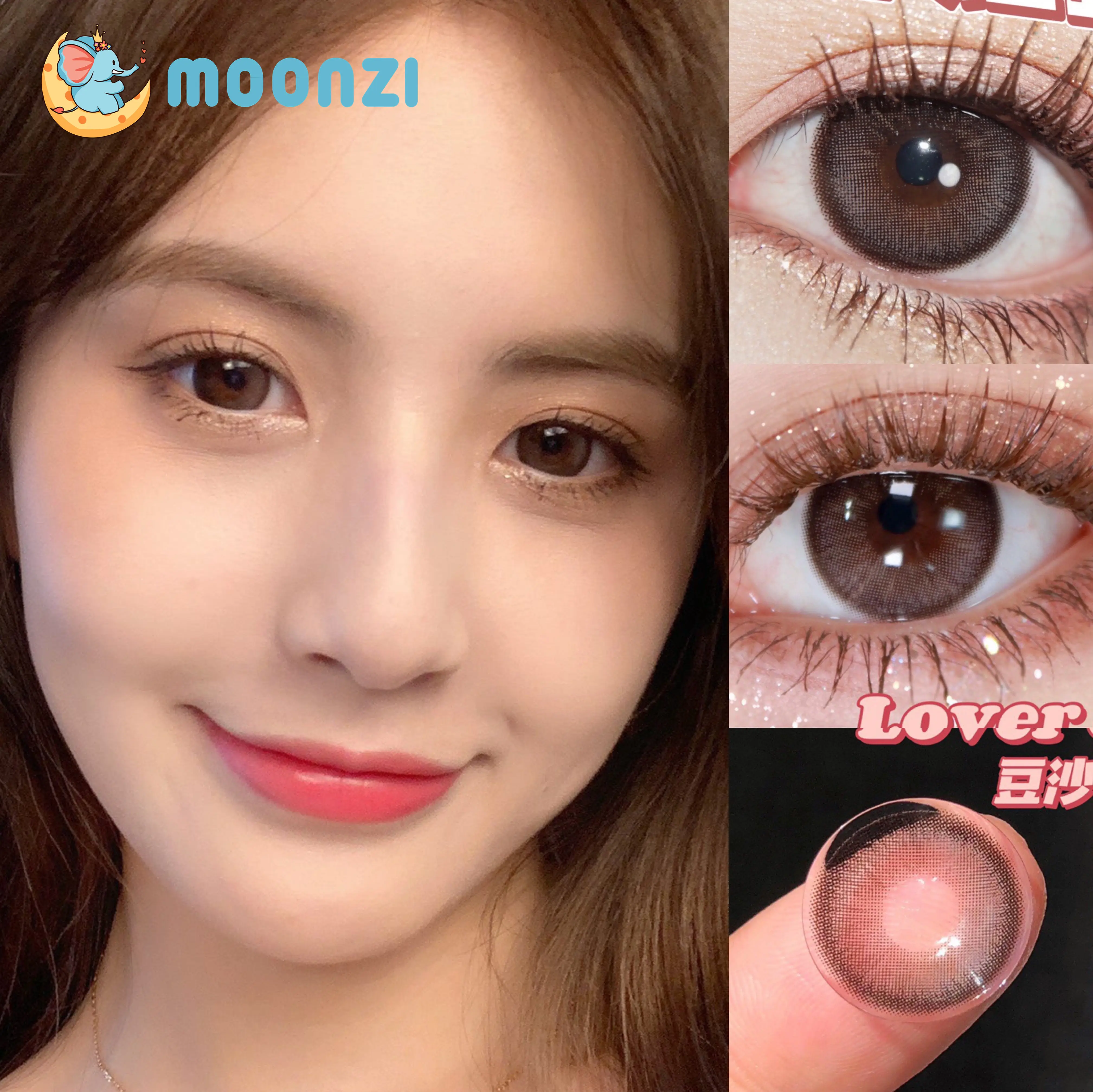 

MOONZI Egg brown Soft Eye Contact Lenses for eyes High Quality Big Natural Colored Small Beauty Pupil Degrees Myopia Prescriptio