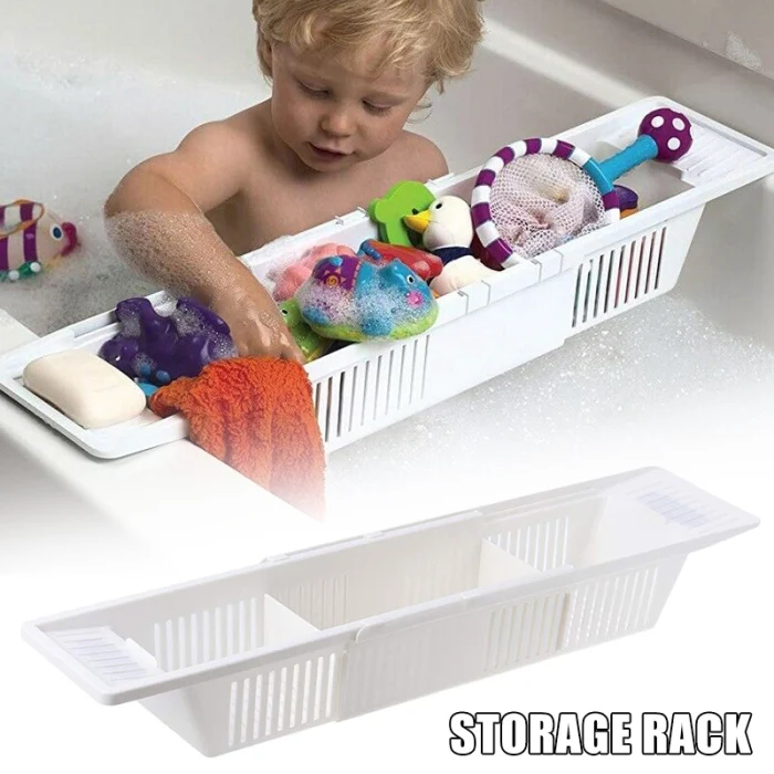 Высокое качество Ванна Caddy лоток пластиковая корзина для ванной полка для ванной игрушки Органайзер выдвижной стеллаж для хранения I88#1