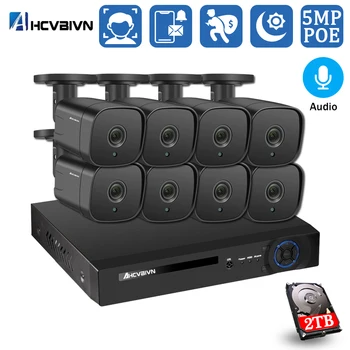 

H.265 8CH POE NVR Kit HD Face Detection CCTV Camera System 5MP Sound Audio POE IP Camera Home Security Video Surveillance Set