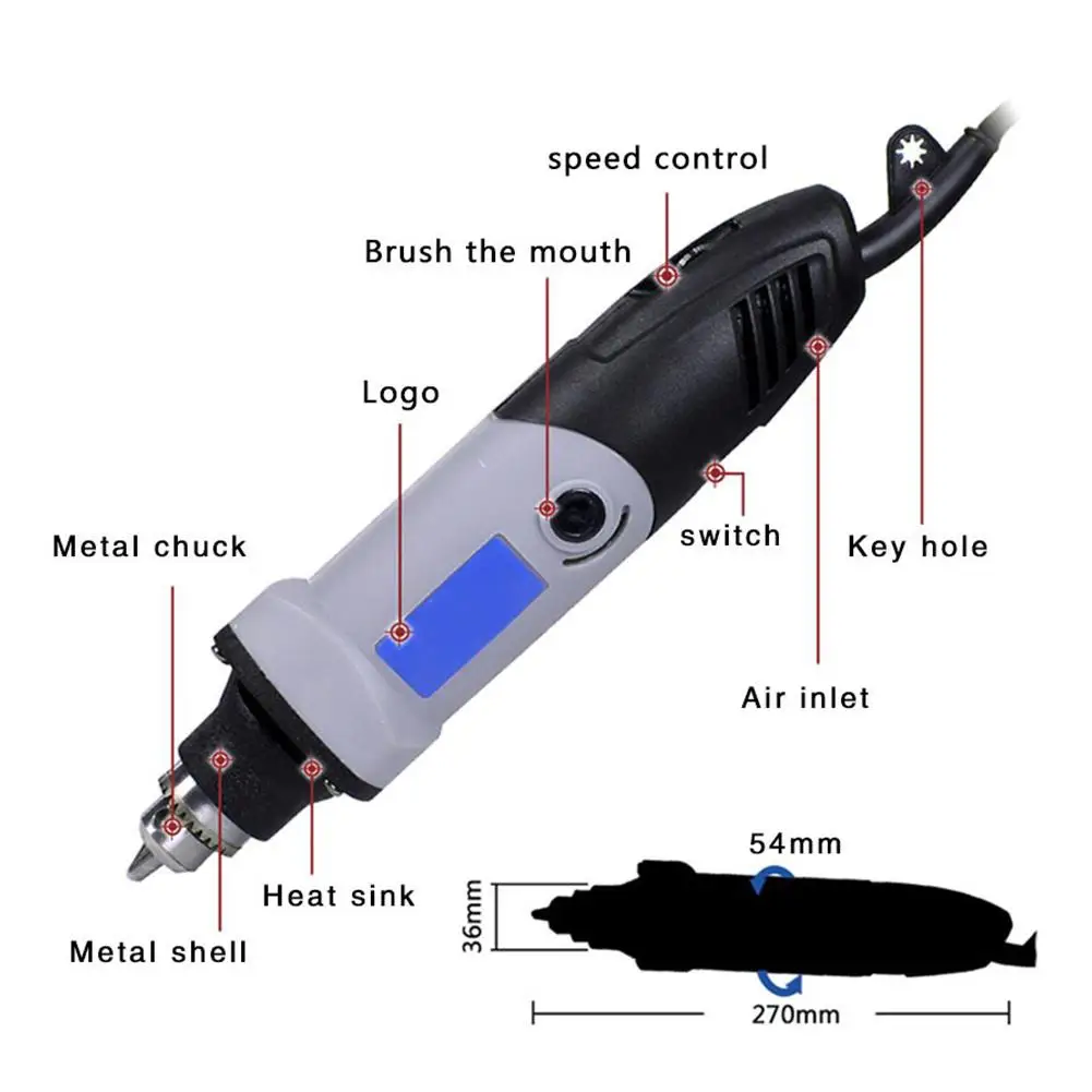Мини 6 положениями переключателя электродрель переменной Скорость роторный инструмент 400 Вт электрические инструменты 400 Вт мини-дрель для вращающихся инструментов Dremel