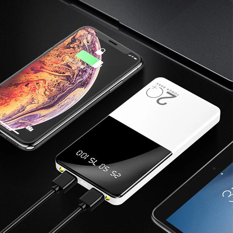 

Portable External Battery Charger Dual USB Slim Power Bank 20000mAh Fast Charger for iPhone 15 Pro Max XS XR Xiaomi 14 Samsung