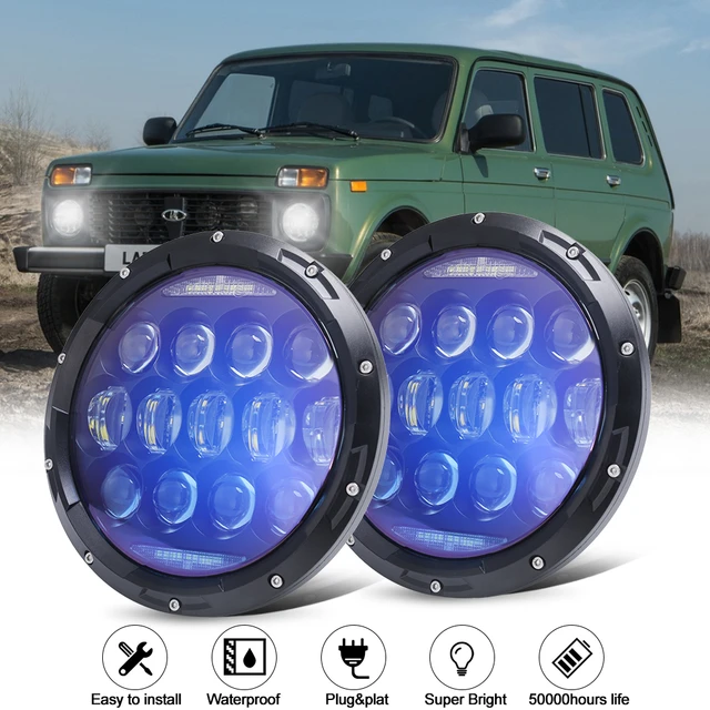 Comprar H4 7 pulgadas faro Led para coche todoterreno lámpara Led para  coche H4 faro Led Halo Ojos de Ángel para Lada Niva 4X4 UAZ Hunter  accesorios para coche 12V 24V