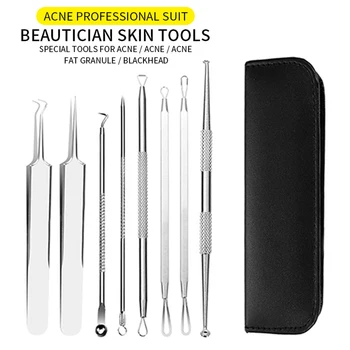 

8pcs/set Comedone Pimple Blemish Extractor Needles Face Deep Pore Cleaner Skin Care Tool Blackhead Remover Acne Removal Tool