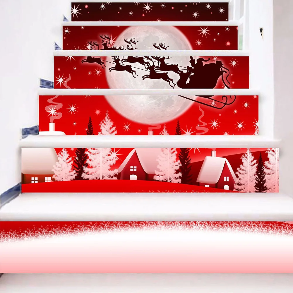 

6pcs/set DIY Removable Waterproof Decoration Floor Stair Sticker Vinyl Decal Self Adhesive Art PVC Mural Home Christmas