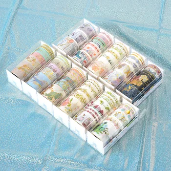 

6Rolls/Set Washi Tape Set Hot Stamping Sticker Combination Hand Account Decoration Material Sunshine Crane Kawaii Masking Tape