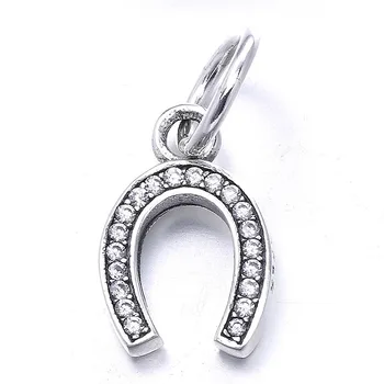 

Authentic 925 Sterling Silver Bead Charm Symbol Of Luck Crystal Horseshoe Pendant Beads Fit Bracelet Diy Jewelry