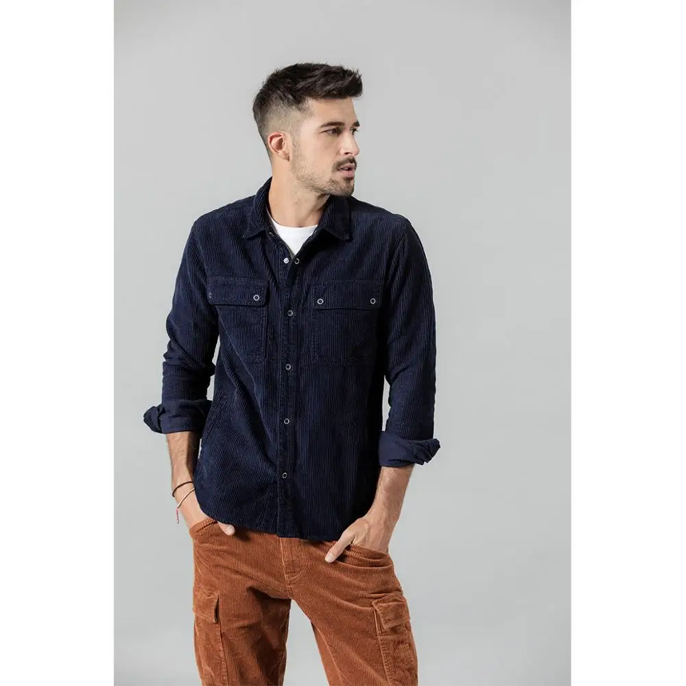 Cena SIMWOOD 2020 wiosna nowy sztruksowa kurtka mężczyźni trucker kurtka moda 100% płaszcze bawełniane odzież wierzchnia plus size odzież marki SI980670