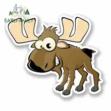 EARLFAMILY 13cm x 13cm Cartoon Silly Moose Anime Funny Car Stickers DIY Fine Decal Bumper Trunk Truck Graphics JDM Vinyl Wrap