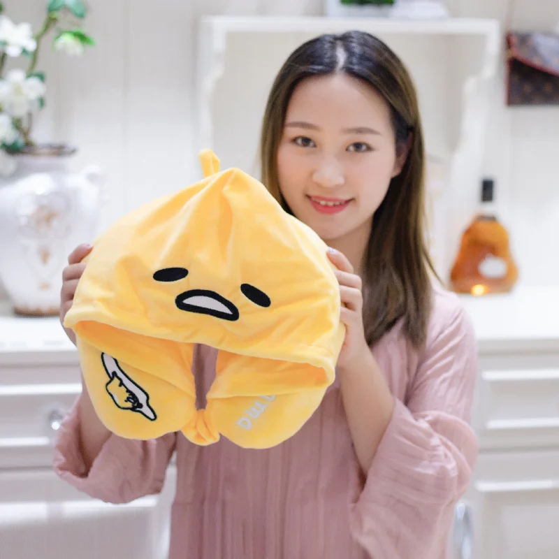 30 см Gudetama ленивое яйцо с капюшоном для шеи u-образная яичный желток Подушка Мягкие плюшевые игрушки кукла подушка для сна Дети девочка подарок на день рождения