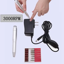 Электрический сверлильный станок для ногтей 3000 об/мин, мощный портативный 1 комплект, 6 бит, маникюрный станок, дрель для ногтей, фреза, оборудование для дизайна ногтей