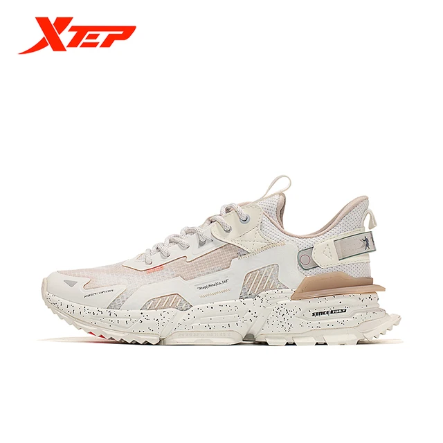 Xtep Men's Summer Casual Shoes Low-Top Mesh Breathable Sports Shoes Non-Slip Wear-Resistant Basketball Shoes 879219320528 beige