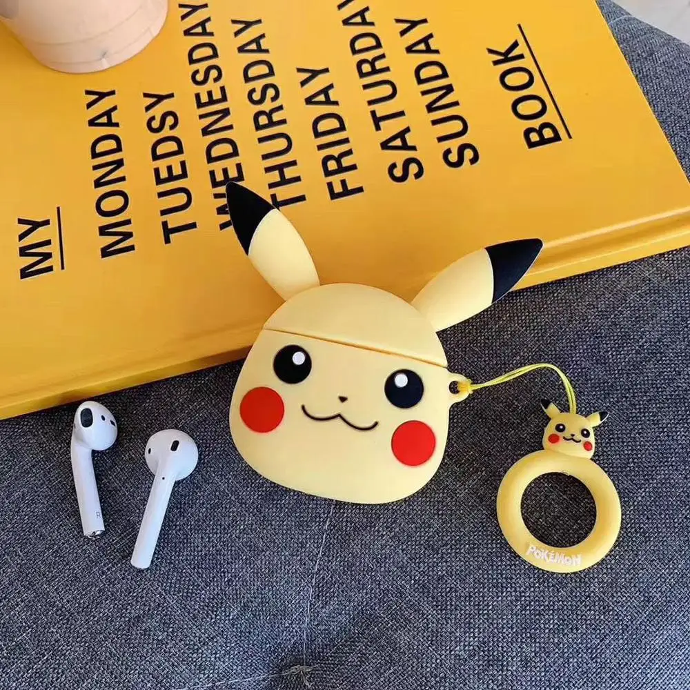 Pikachu yellow Силиконовый чехол-накладка Little yellow man airpods чехол-накладка с брелком для airpods - Цвет: Pikachu yellow