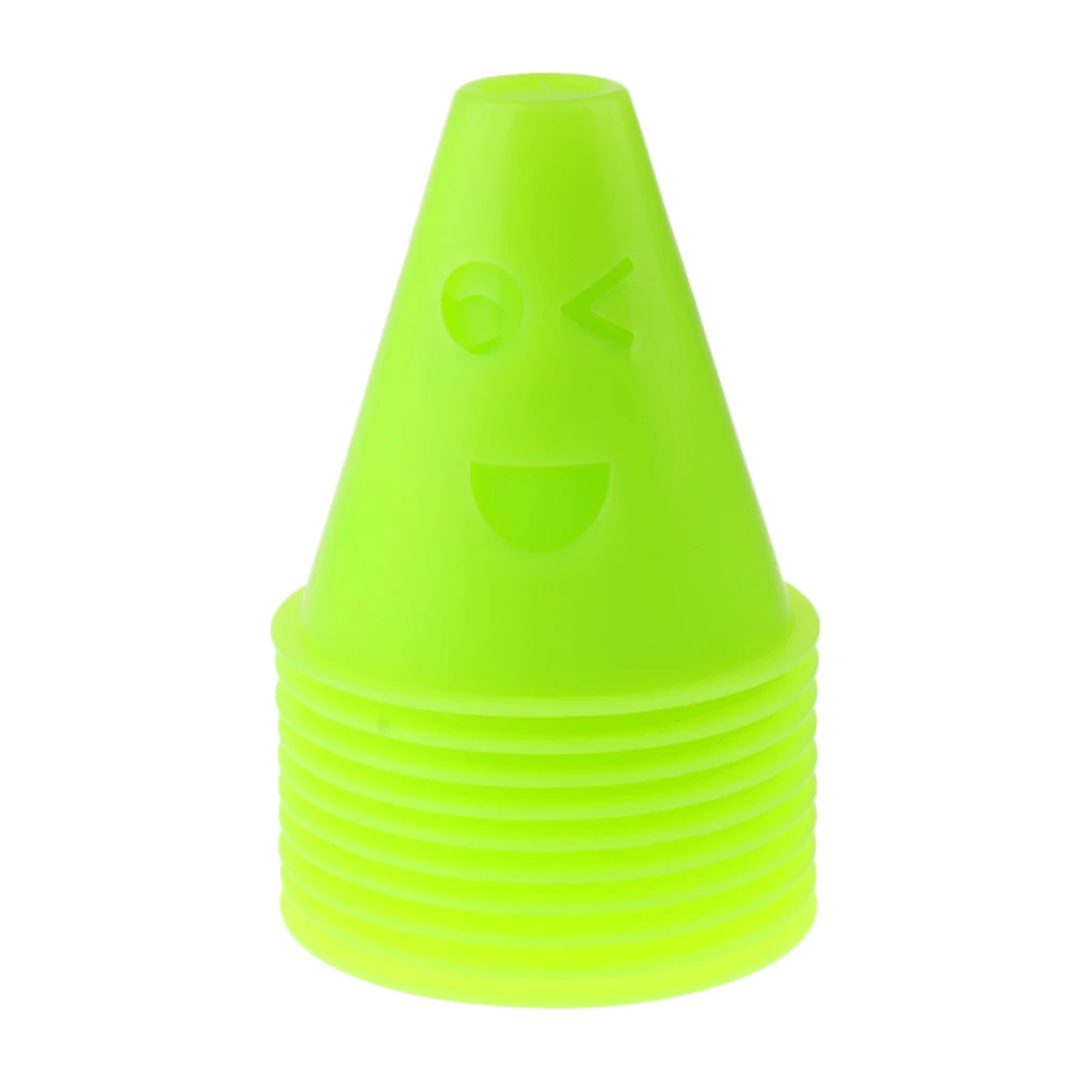 10 Pieces Windproof Bright Color Marker Cones Slalom Roller Inline Skating Sport Cone