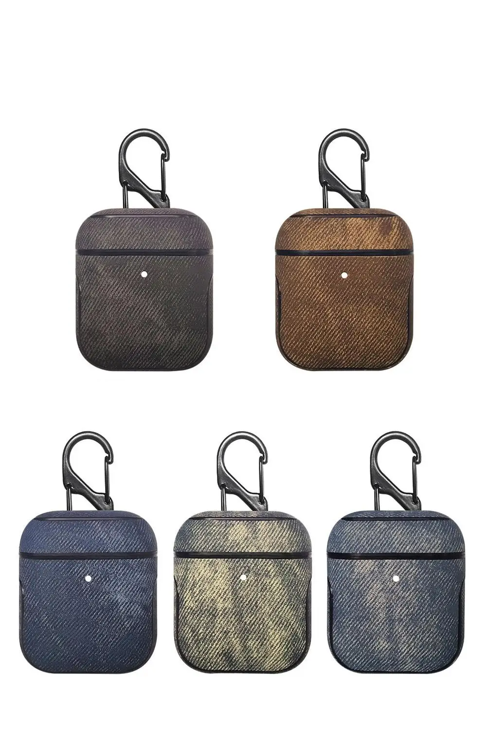 

Retro Jeans Pattern Leather Case Protective Cover for Apple Frosted Feel Headset Leather Case for Airpods Cover Shell
