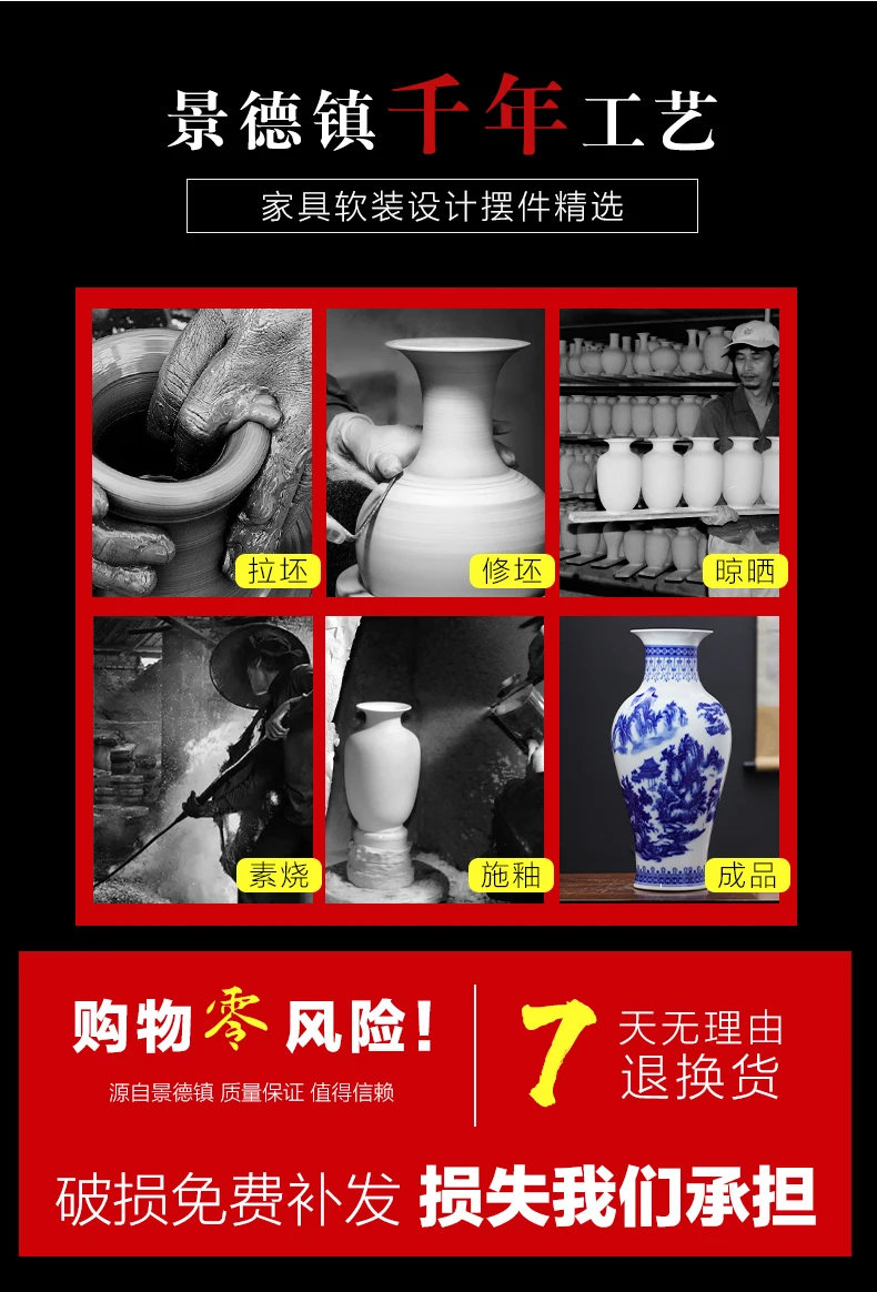 Цзиндэчжэнь керамика украшение дома ремесло фарфоровая бутылка синий и белый фарфор Цветочная композиция традиционная ваза 13 Модель