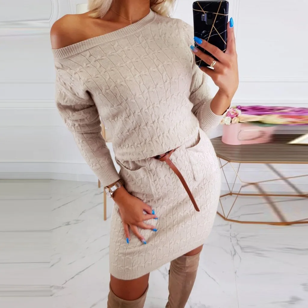 Female Long Sleeve Tunic Bodycon Sweatshirt Autumn Winter Women Jumper Hoodies Dress Tracksuit Pullover Vestidos De Fiesta | Женская