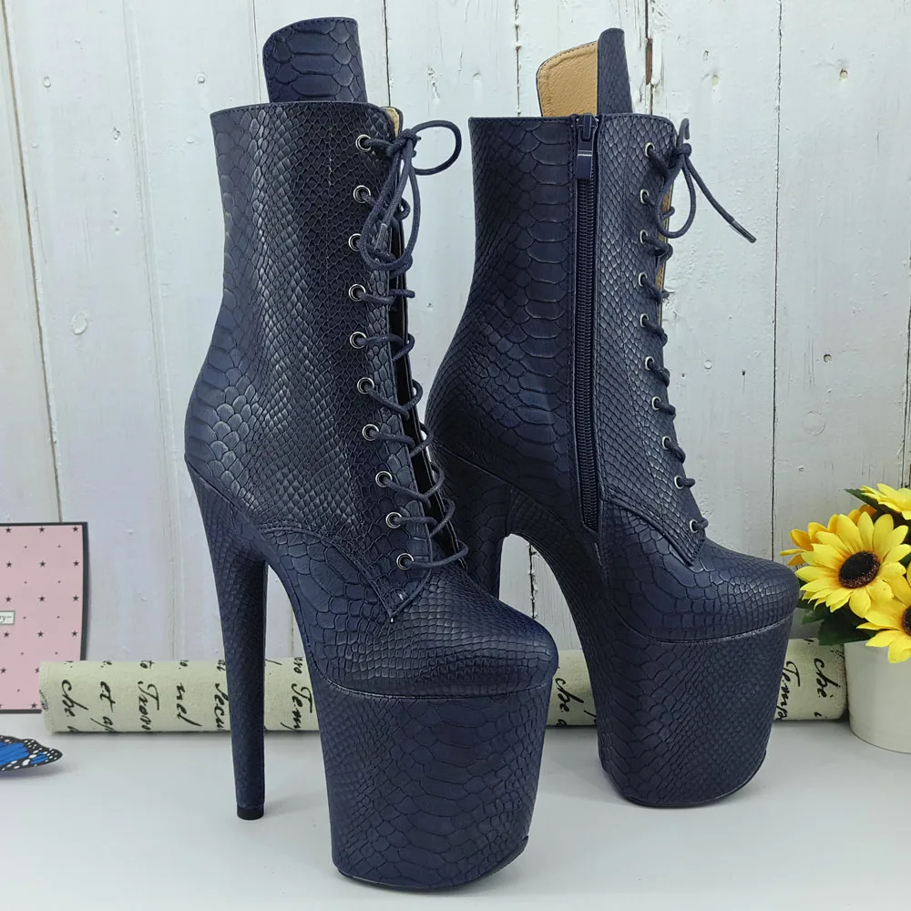 Ceny Leecabe Navy Snake PU 20 CM 8 cali buty do tańca na rurze szpilki buty na platformie zamknięte toe buty do tańca na rurze