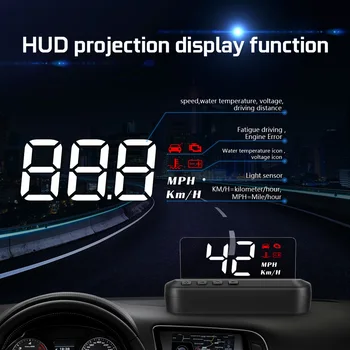 

C100 OBD2 HUD Mirror Car Head Up Display HUD Digital Speed Projector Security Alarm Water Temp RPM KMH MPH Speedometer Durable