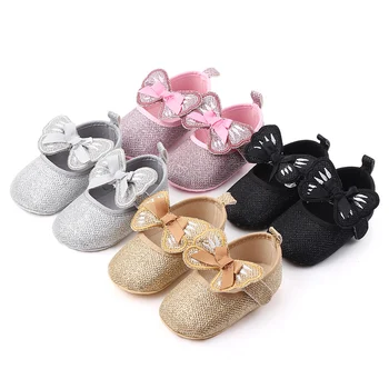 

2020 Baby Girl Shoes Newborn Infant First Walker Bowknot Design Leather Soft Soled Princess Toddler Baby Crib Shoesdropshipper