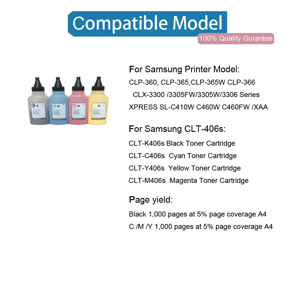 Картридж для Samsung Xpress C410w C460fw C460w CLP 365w 3305 CLX 3305fw совместимый с 4 упаковками|toner