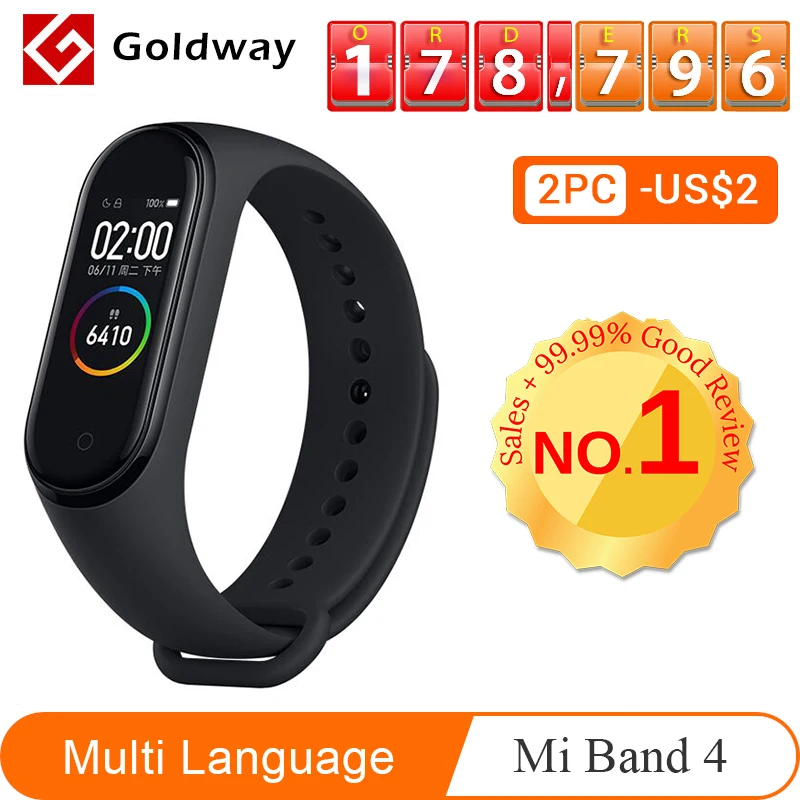 Оригинальный браслет Xiaomi Mi Band 4 фитнес-браслет смарт-браслет с 3-цветным AMOLED
