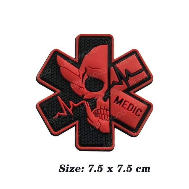 23 black red PVC Мультикам PJ первой помощи медик Красный Крест фельдшер патч звезда EMT боевой Боевой страйкбол армейский Тактический EMS медицинский пластырь значок - Цвет: 23 black red PVC